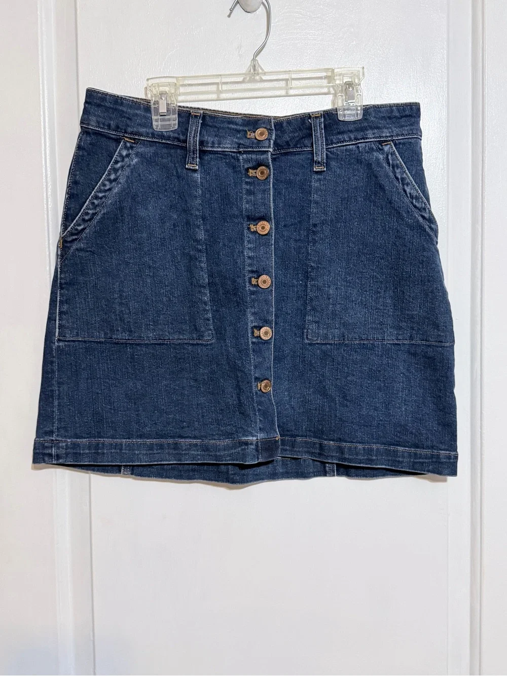 J crew Mercantile Sz 6 Dark Blue Denim Button-Front Mini Skirt western concert - Picture 2 of 5